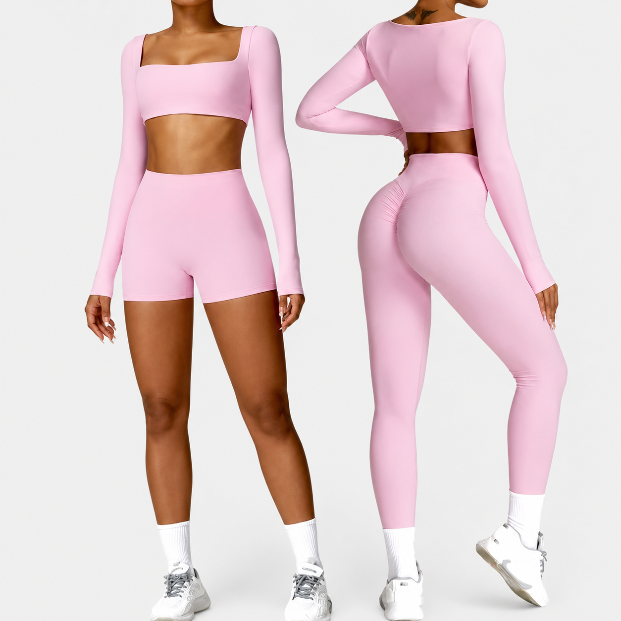 Conjunto Deportivo Seamless de Manga Larga 2 Piezas