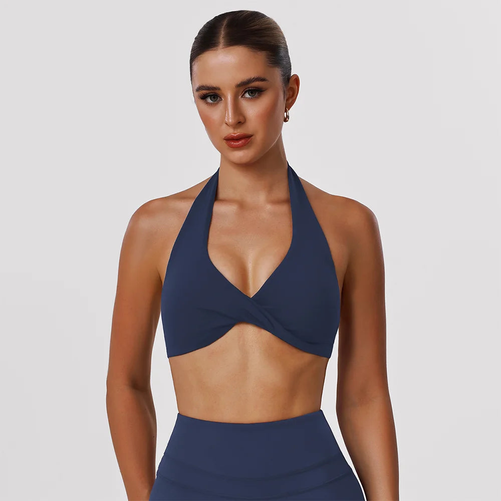 Sujetador Deportivo Halter Push Up Espalda Descubierta