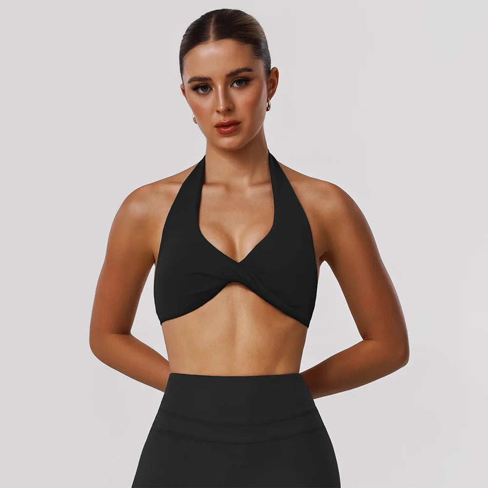 Sujetador Deportivo Halter Push Up Espalda Descubierta