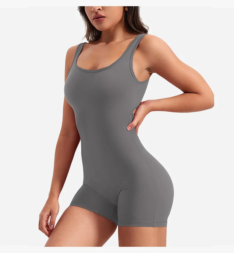 Mono Deportivo Mujer Fitness Push Up | Enterizo Corto Ajustado Espalda Descubierta