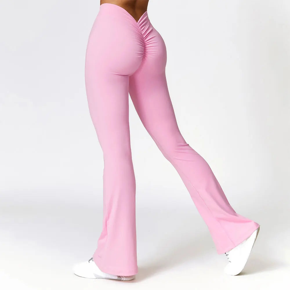 Leggings Deportivos Acampanados Mujer con Cintura Alta en V