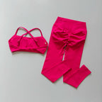 Conjunto Deportivo Seamless Mujer | Leggings de Cintura Alta y Top Deportivo con Relleno