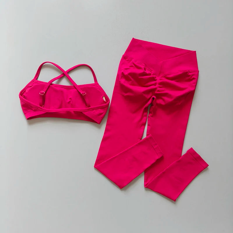 Conjunto Deportivo Seamless Mujer | Leggings de Cintura Alta y Top Deportivo con Relleno