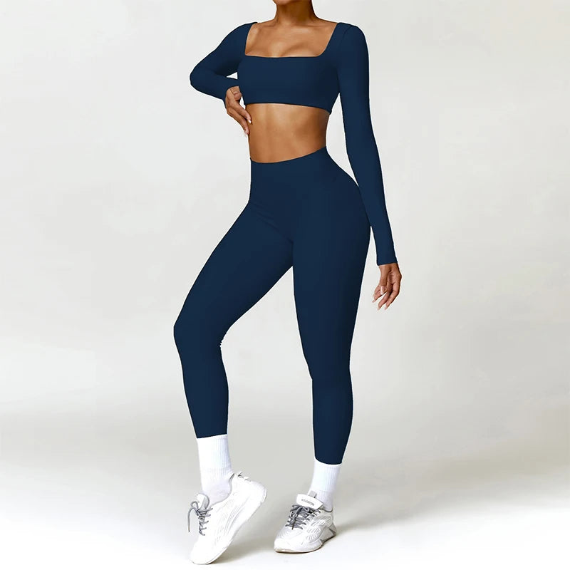 Conjunto Deportivo Seamless de Manga Larga 2 Piezas