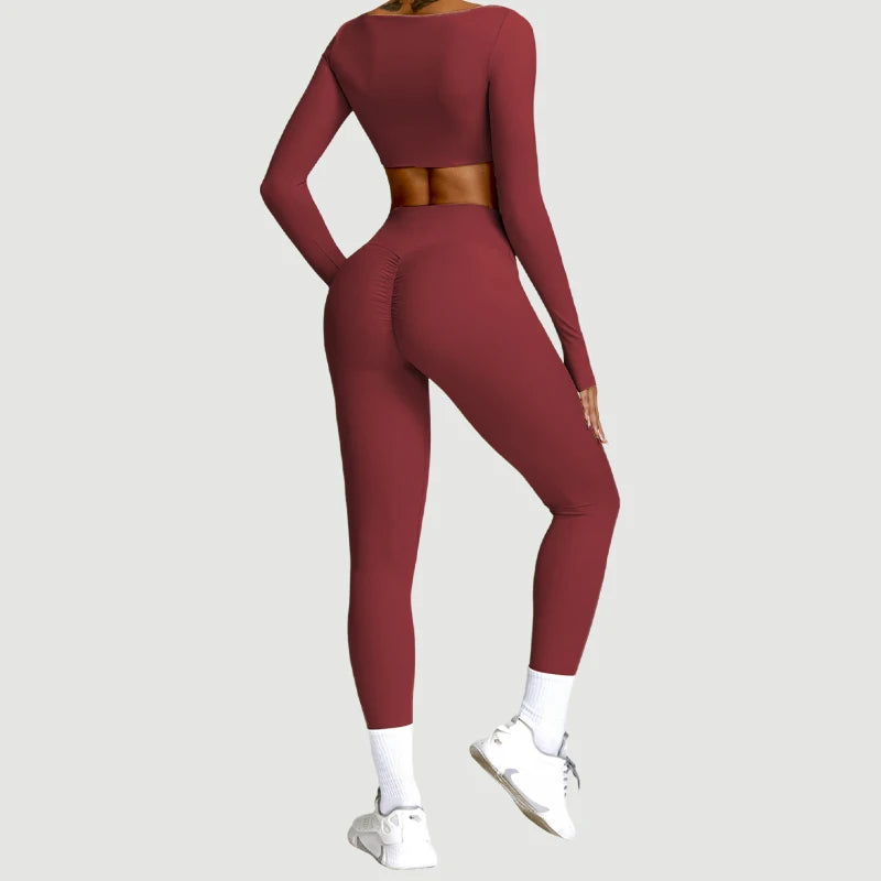 Conjunto Deportivo Seamless de Manga Larga 2 Piezas