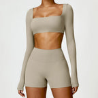 Conjunto Deportivo Seamless de Manga Larga 2 Piezas
