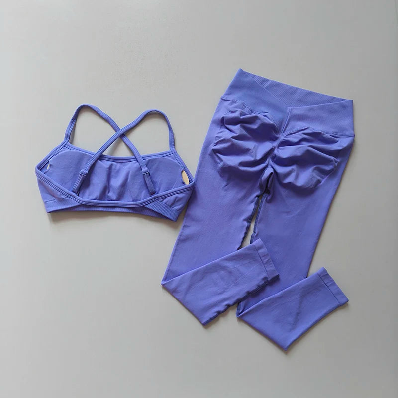 Conjunto Deportivo Seamless Mujer | Leggings de Cintura Alta y Top Deportivo con Relleno