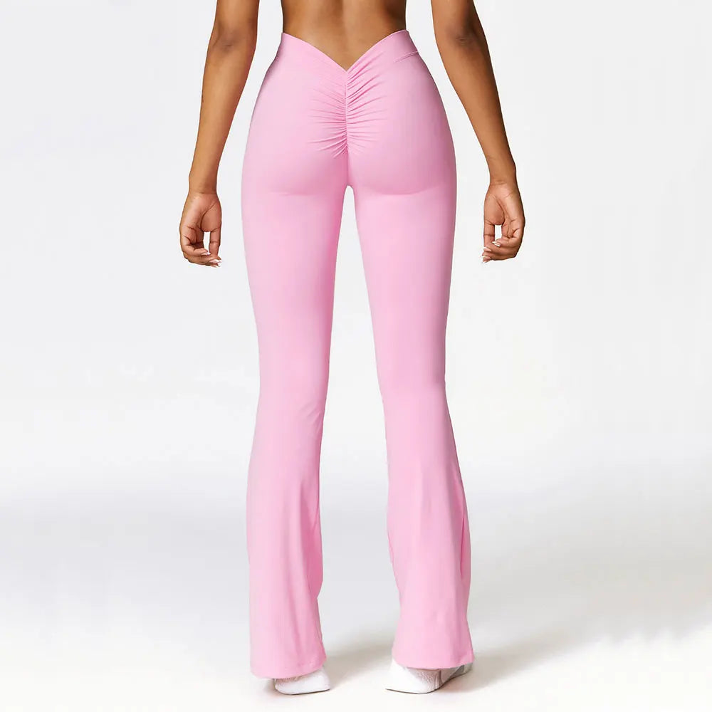Leggings Deportivos Acampanados Mujer con Cintura Alta en V