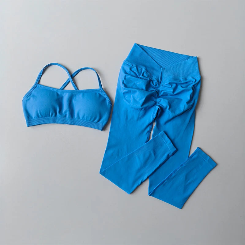 Conjunto Deportivo Seamless Mujer | Leggings de Cintura Alta y Top Deportivo con Relleno