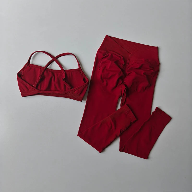 Conjunto Deportivo Seamless Mujer | Leggings de Cintura Alta y Top Deportivo con Relleno