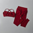 Conjunto Deportivo Seamless Mujer | Leggings de Cintura Alta y Top Deportivo con Relleno