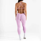 Conjunto Deportivo Seamless Mujer | Leggings de Cintura Alta y Top Deportivo con Relleno