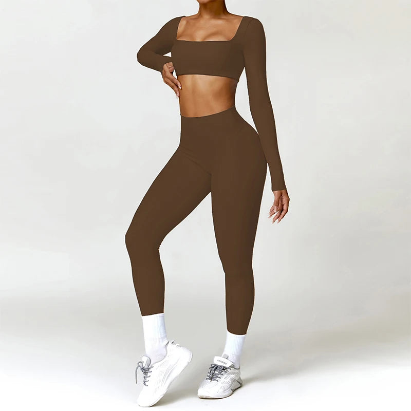 Conjunto Deportivo Seamless de Manga Larga 2 Piezas