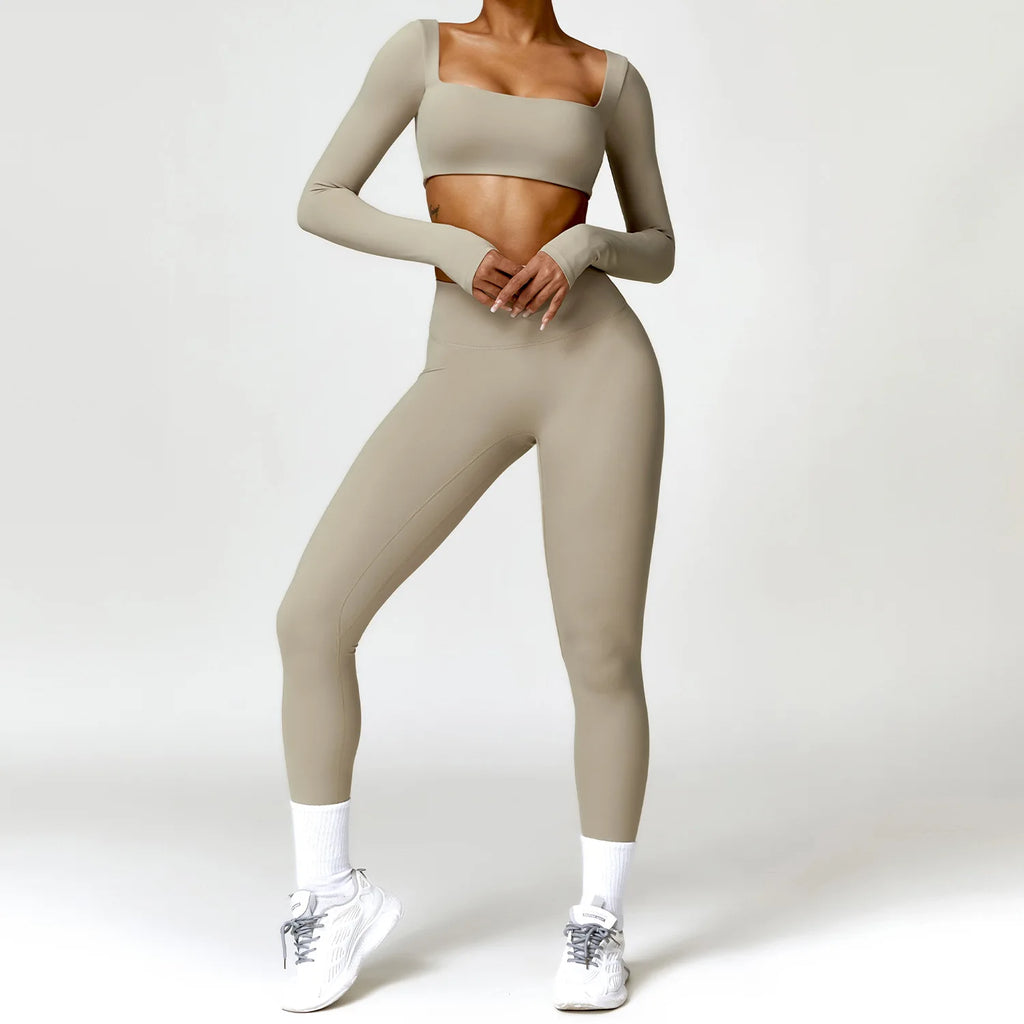 Conjunto Deportivo Seamless de Manga Larga 2 Piezas