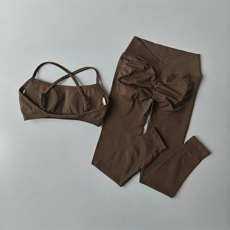 Conjunto Deportivo Seamless Mujer | Leggings de Cintura Alta y Top Deportivo con Relleno