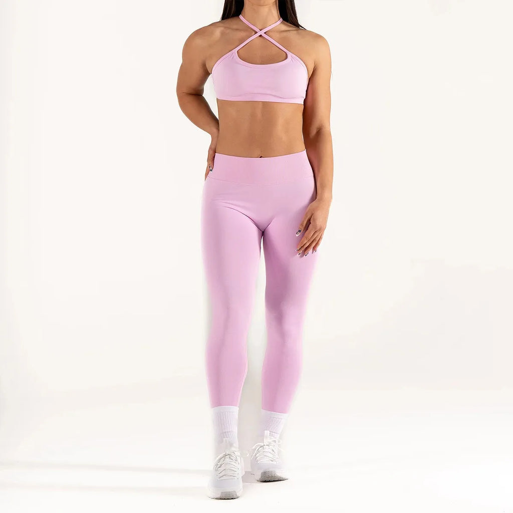 Conjunto Deportivo Seamless Mujer | Leggings de Cintura Alta y Top Deportivo con Relleno
