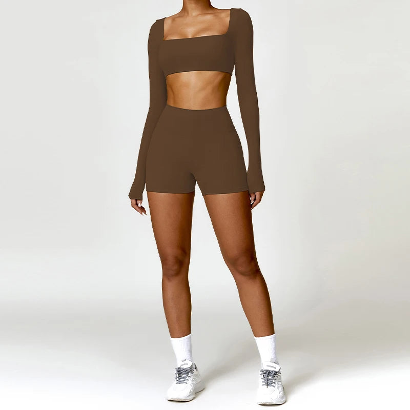 Conjunto Deportivo Seamless de Manga Larga 2 Piezas