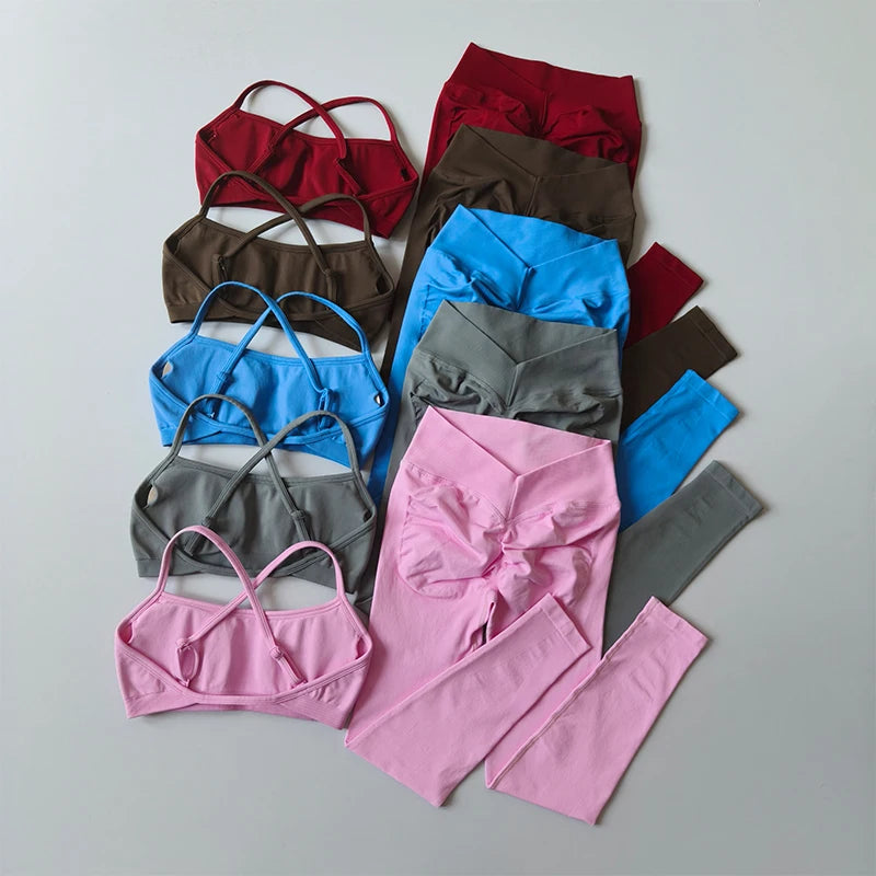 Conjunto Deportivo Seamless Mujer | Leggings de Cintura Alta y Top Deportivo con Relleno