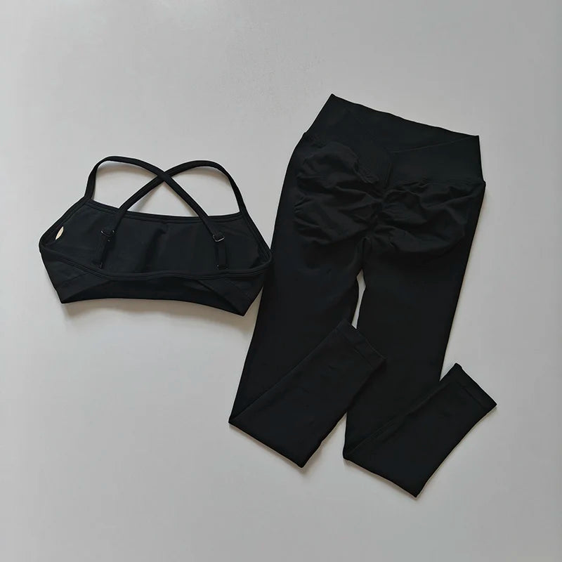 Conjunto Deportivo Seamless Mujer | Leggings de Cintura Alta y Top Deportivo con Relleno