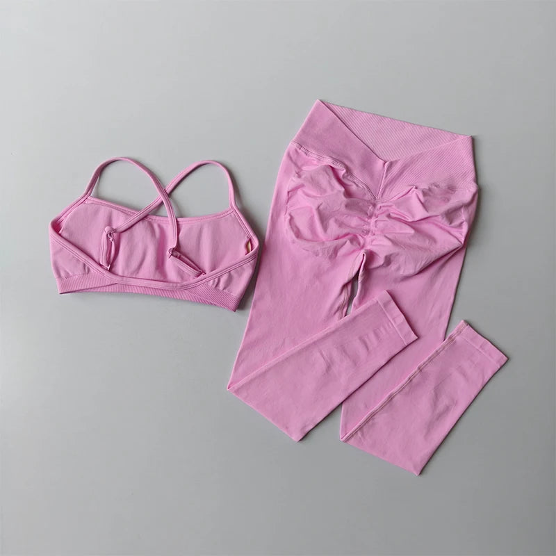 Conjunto Deportivo Seamless Mujer | Leggings de Cintura Alta y Top Deportivo con Relleno