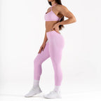 Conjunto Deportivo Seamless Mujer | Leggings de Cintura Alta y Top Deportivo con Relleno