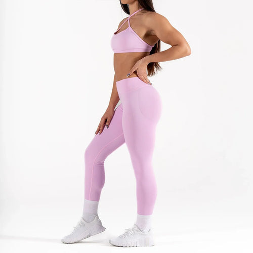 Conjunto Deportivo Seamless Mujer | Leggings de Cintura Alta y Top Deportivo con Relleno